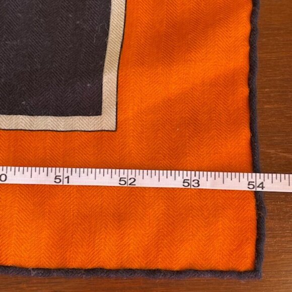 AUTHENTIC HERMES Sellier Henri D'Origny Shawl Wrap Orange Cashmere Silk … - Picture 15 of 16